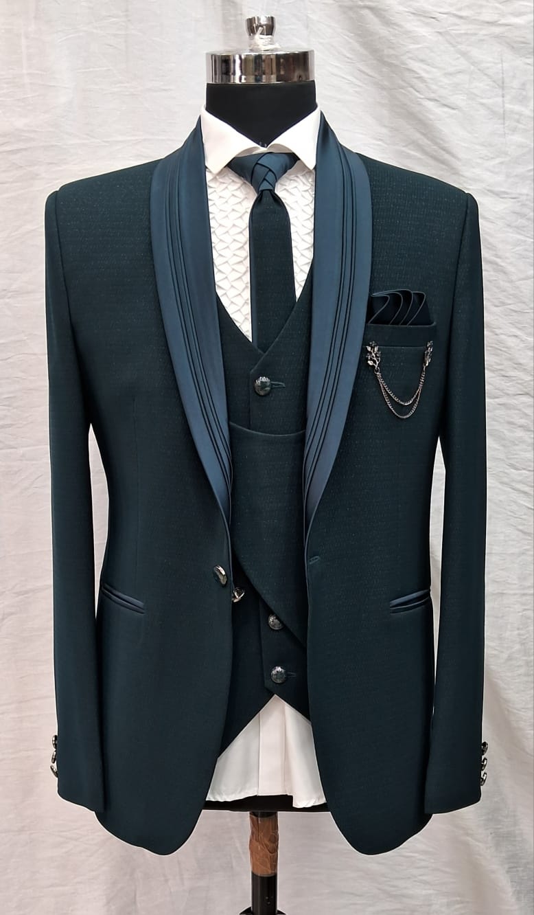 Teal Blue Wedding 5 Piece Suit